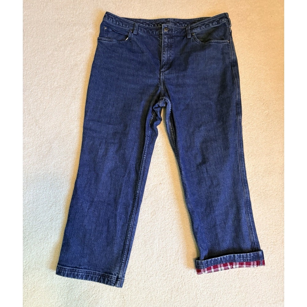 Duluth Trading Co Flannel Lined Relaxed Fit Jeans Womens 18X29 Blue Denim
